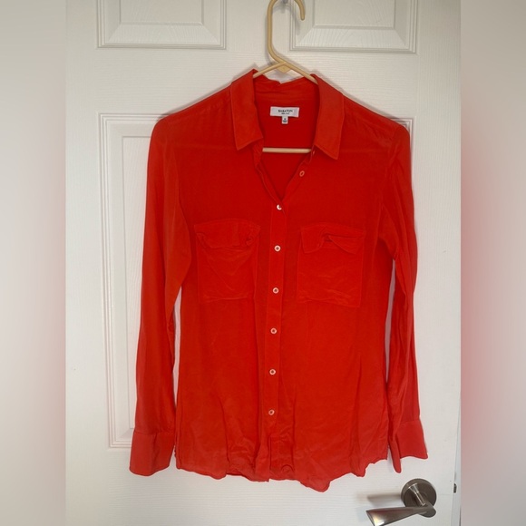 Aritzia Babaton 100% silk Talula Orange Button-Down Utility Shirt Blouse - XS - Picture 4 of 7